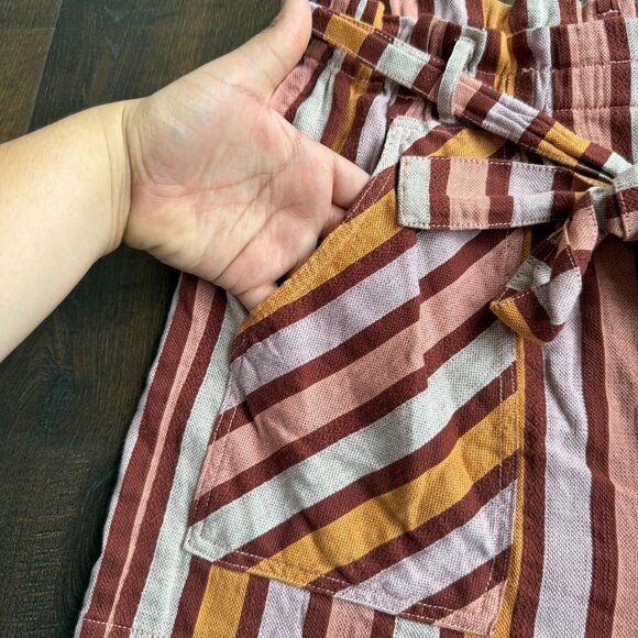 Anthropologie Women's Belted Striped Paperbag Waist Shorts Multi Size Small - Picture 3 of 11